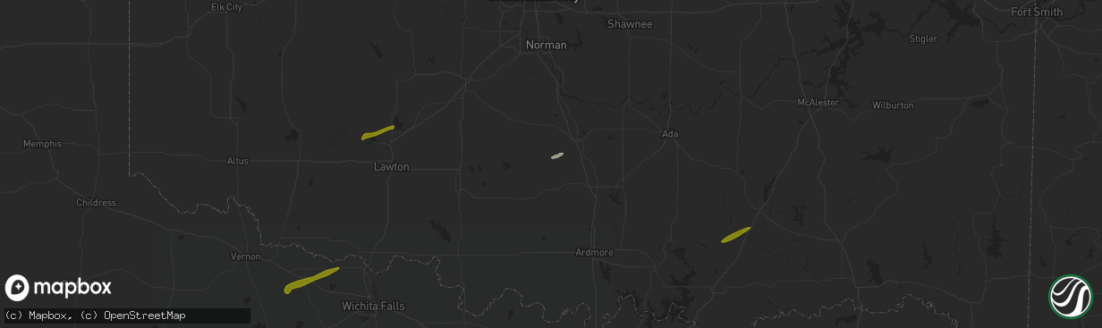 Hail map in Elmore City, OK on November 19, 2023