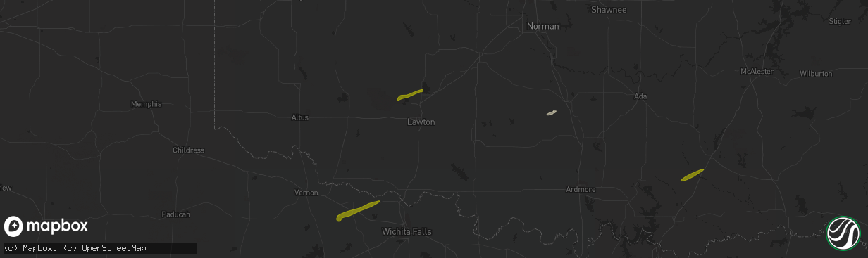 Hail map in Lawton, OK on November 19, 2023