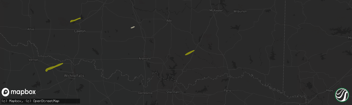 Hail map in Milburn, OK on November 19, 2023