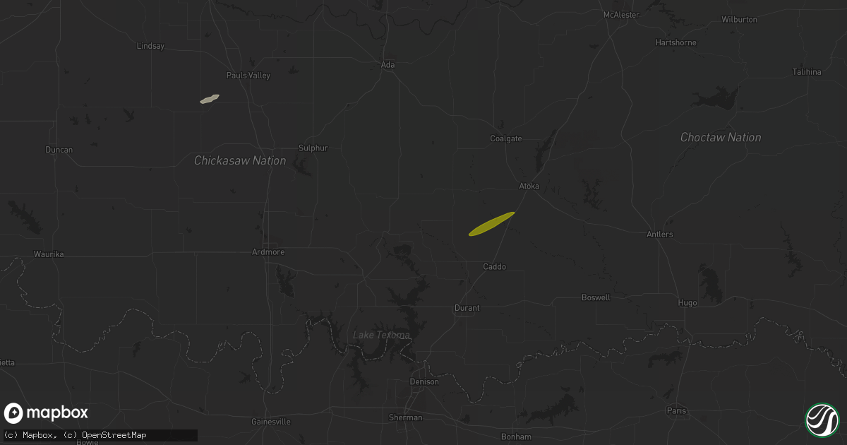 Hail map in Milburn, OK on November 19, 2023