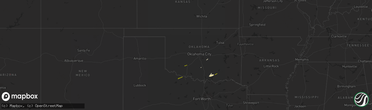 Hail map in Oklahoma on November 19, 2023