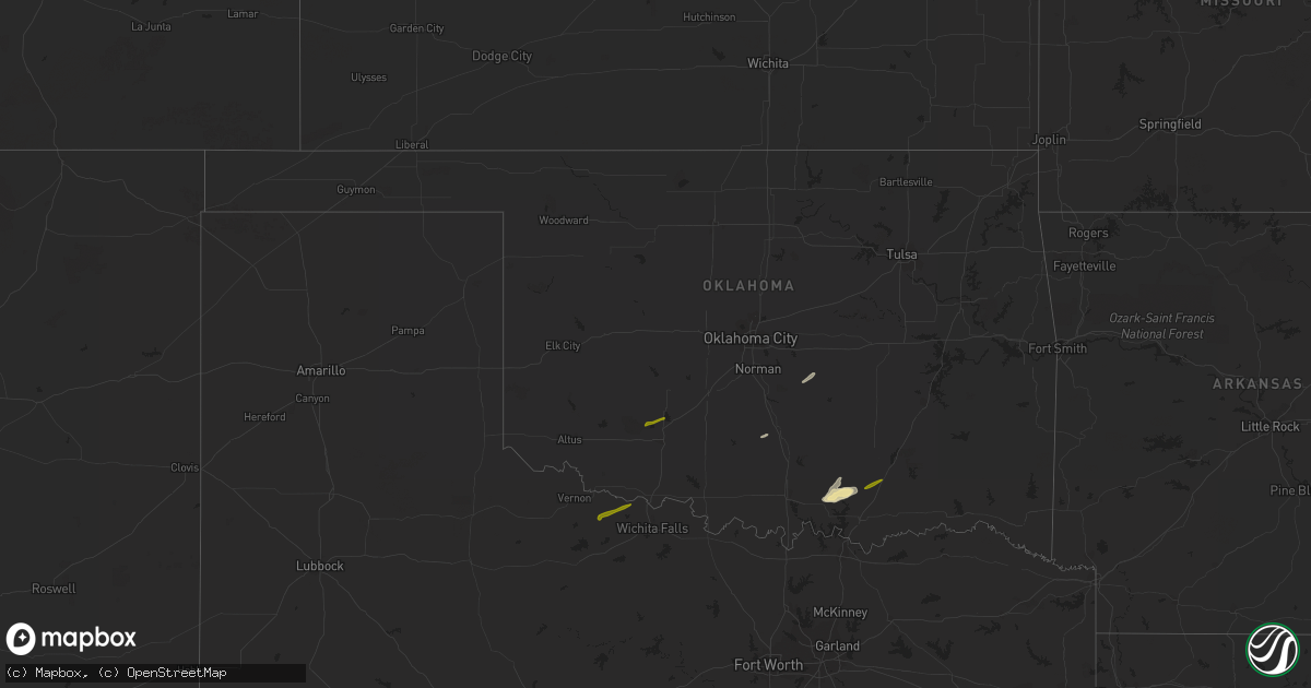 Hail map in Oklahoma on November 19, 2023
