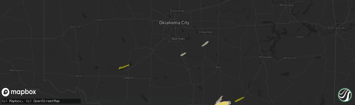 Hail map in Purcell, OK on November 19, 2023