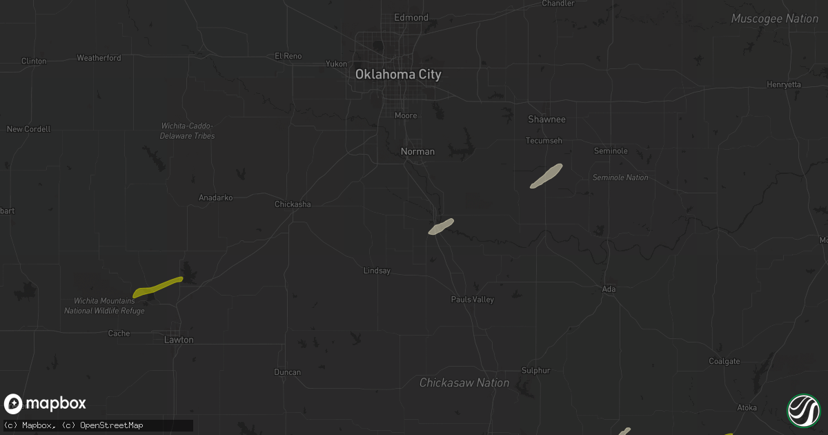 Hail map in Purcell, OK on November 19, 2023
