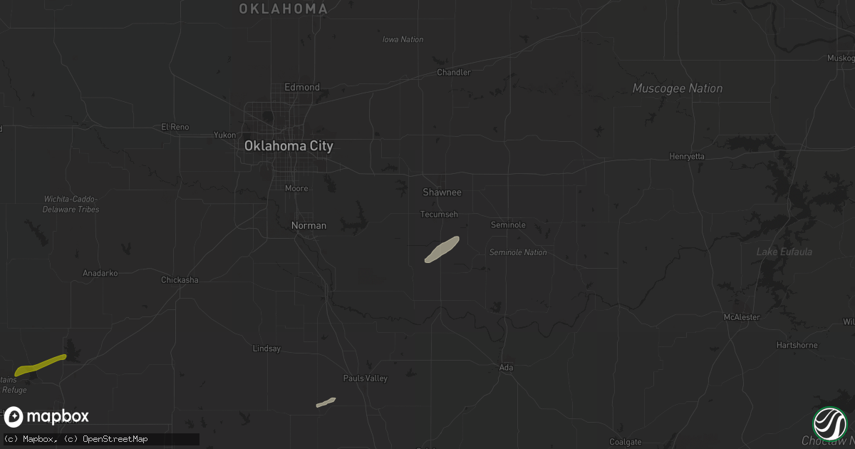 Hail map in Tecumseh, OK on November 19, 2023