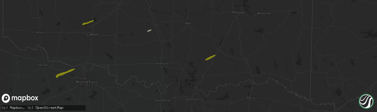 Hail map in Tishomingo, OK on November 19, 2023