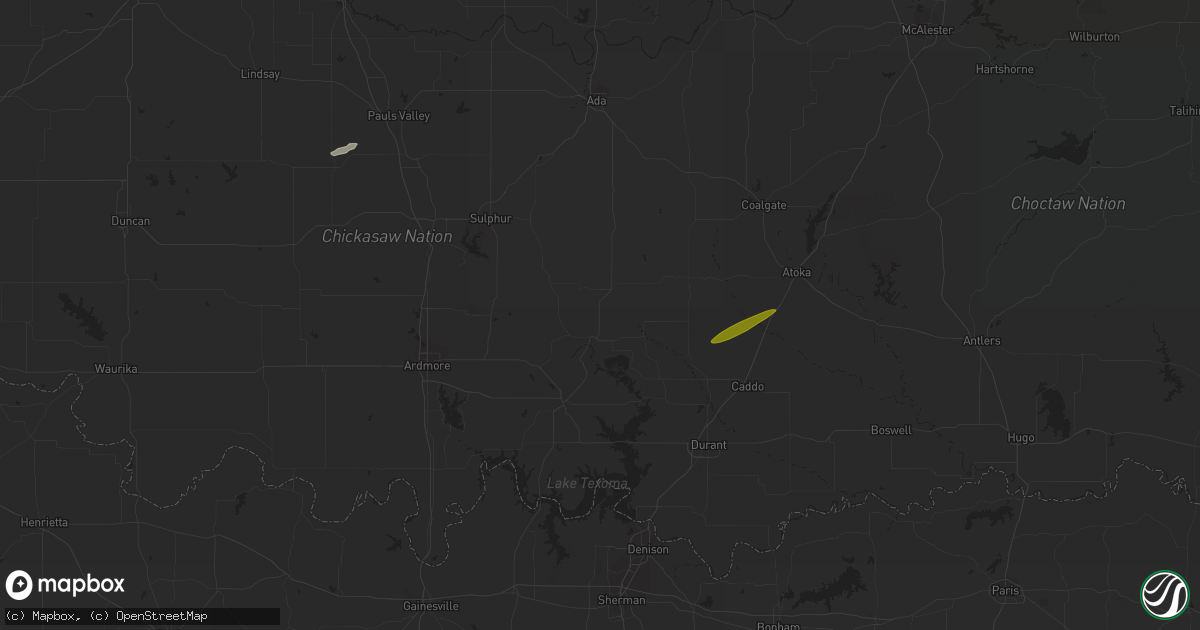 Hail map in Tishomingo, OK on November 19, 2023