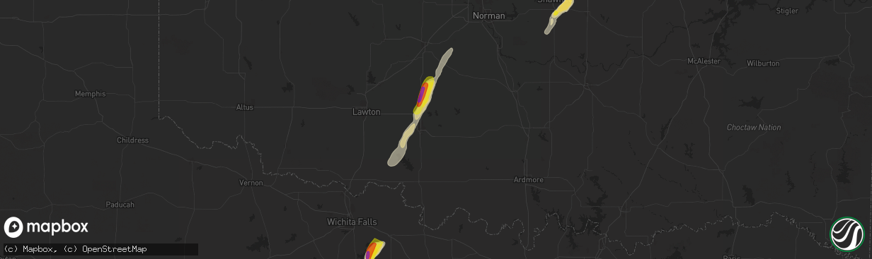 Hail map in Duncan, OK on November 19, 2025