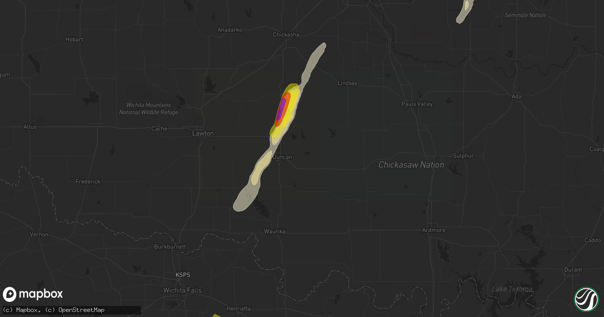 Hail map in Duncan, OK on November 19, 2025