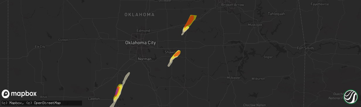 Hail map in Earlsboro, OK on November 19, 2025