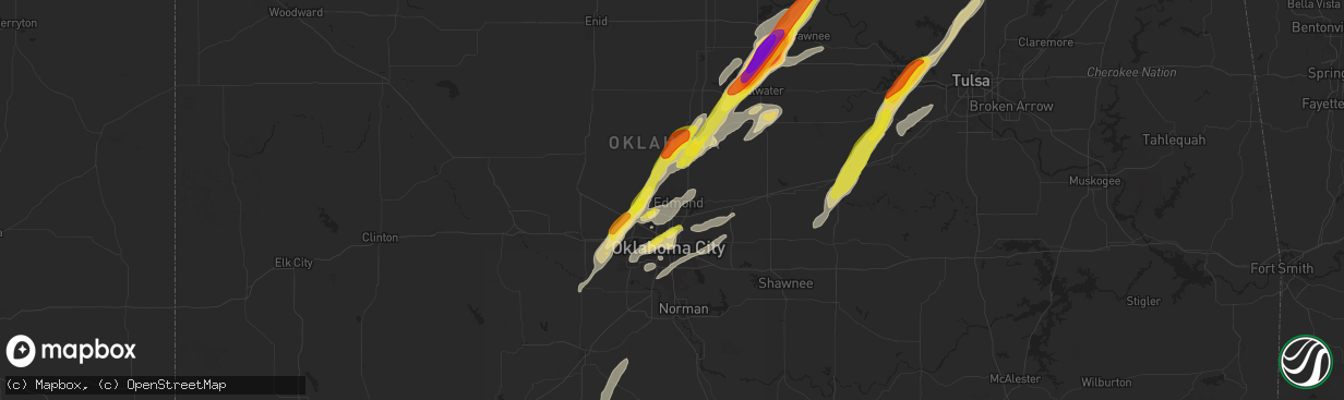 Hail map in Edmond, OK on November 19, 2025
