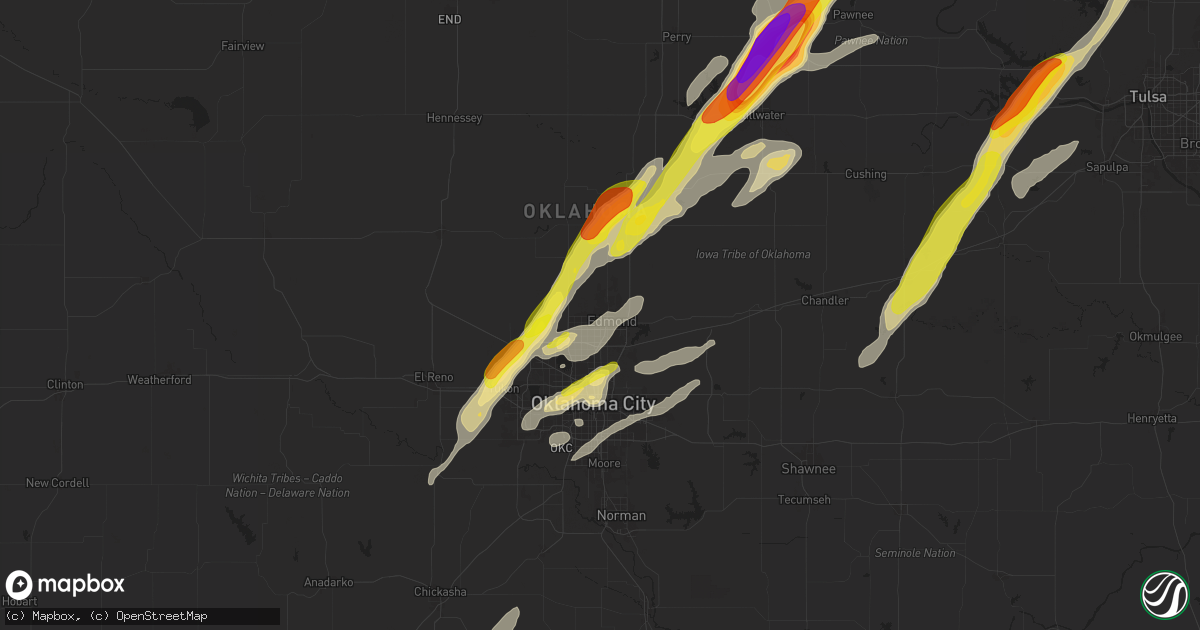 Hail map in Edmond, OK on November 19, 2025