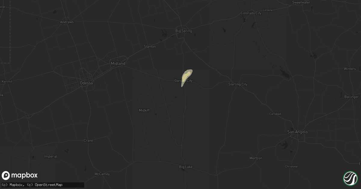 Hail map in Garden City, TX on November 19, 2025