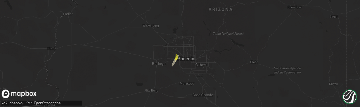 Hail map in Glendale, AZ on November 19, 2025