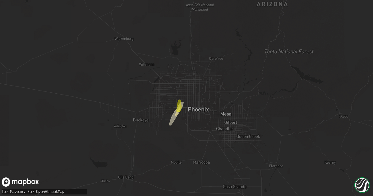 Hail map in Glendale, AZ on November 19, 2025