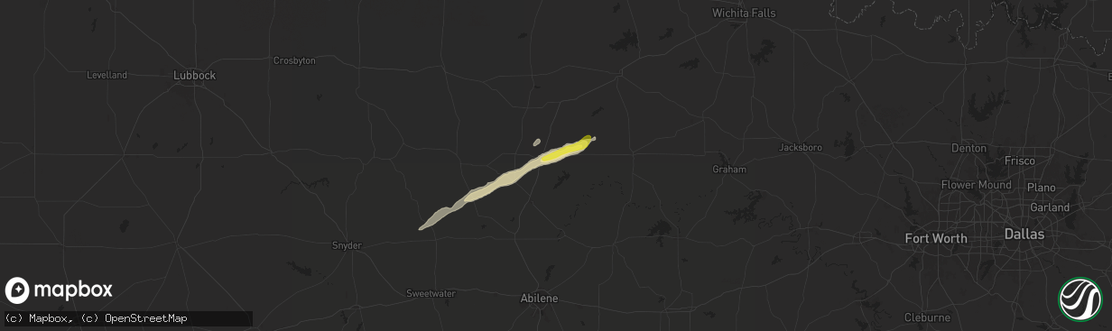 Hail map in Haskell, TX on November 19, 2025