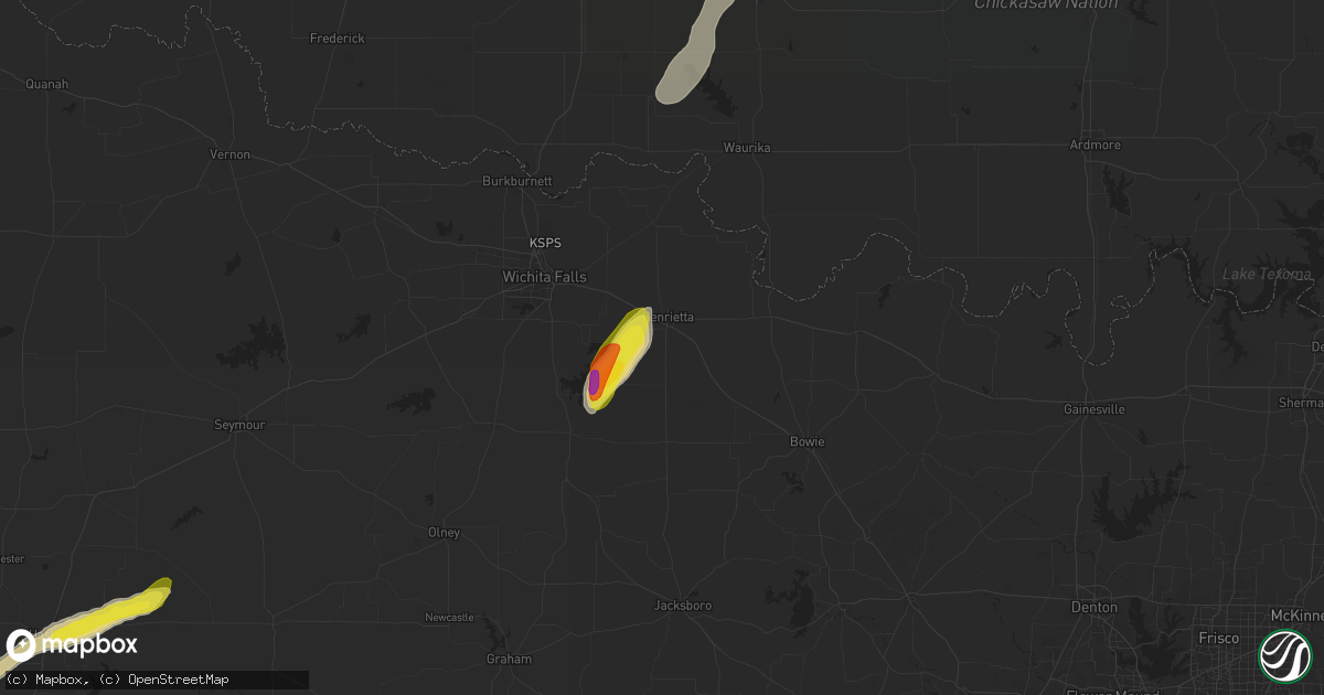Hail map in Henrietta, TX on November 19, 2025
