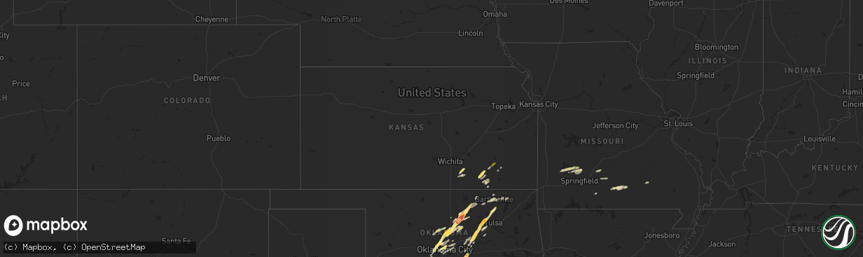 Hail map in Kansas on November 19, 2025