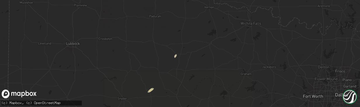 Hail map in Knox City, TX on November 19, 2025