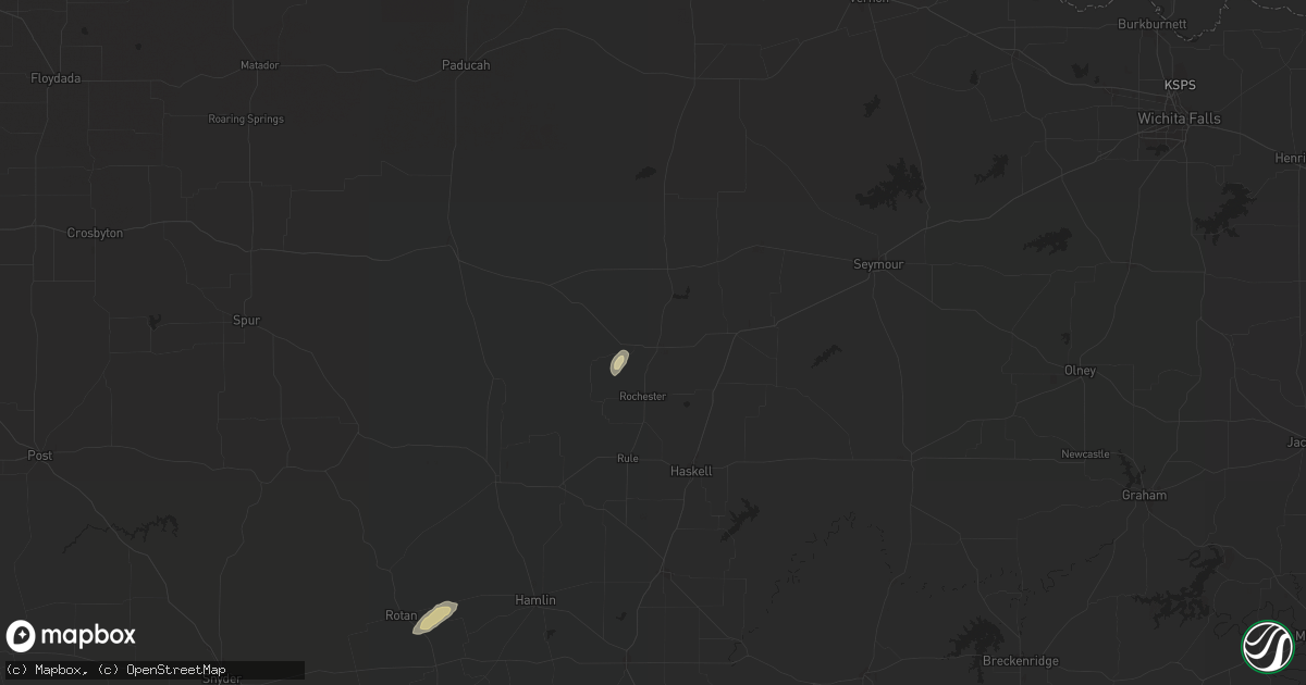 Hail map in Knox City, TX on November 19, 2025