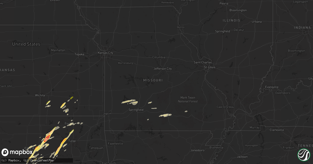 Hail map in Missouri on November 19, 2025