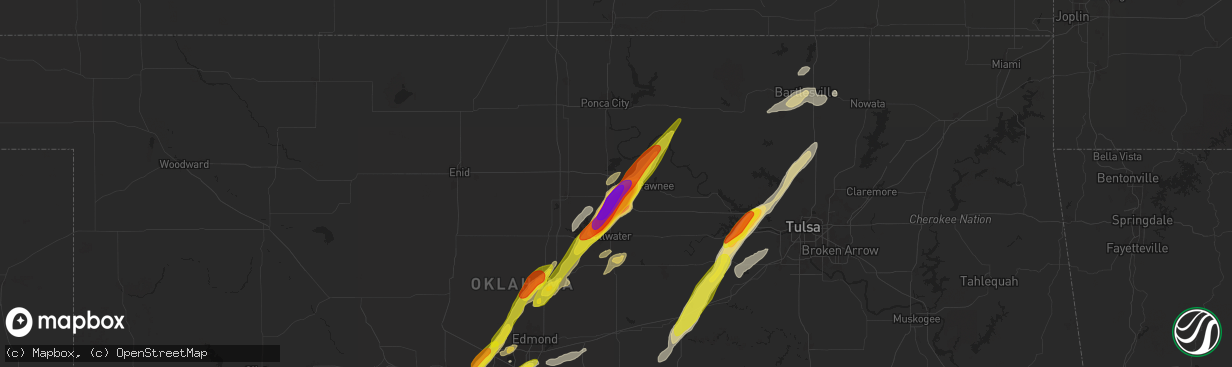 Hail map in Morrison, OK on November 19, 2025