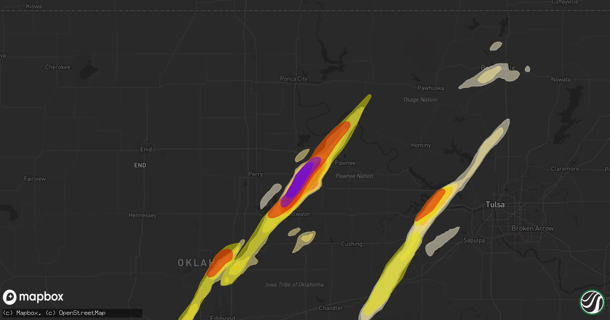 Hail map in Morrison, OK on November 19, 2025