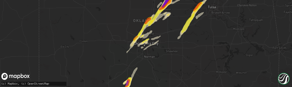 Hail map in Oklahoma City, OK on November 19, 2025