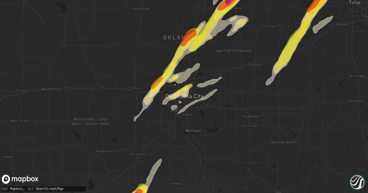 Hail map in Oklahoma City, OK on November 19, 2025