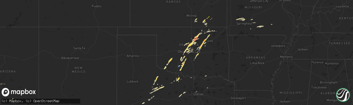 Hail map in Oklahoma on November 19, 2025