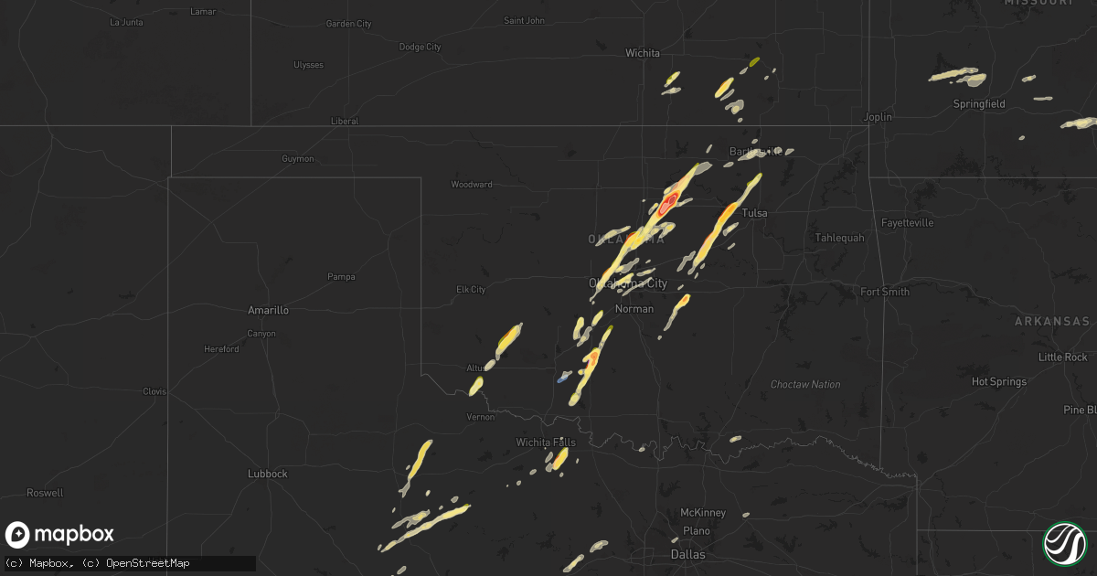 Hail map in Oklahoma on November 19, 2025