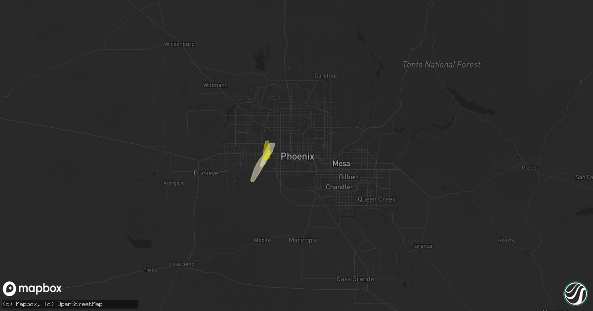 Hail map in Phoenix, AZ on November 19, 2025