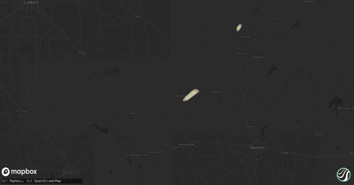 Hail map in Rotan, TX on November 19, 2025