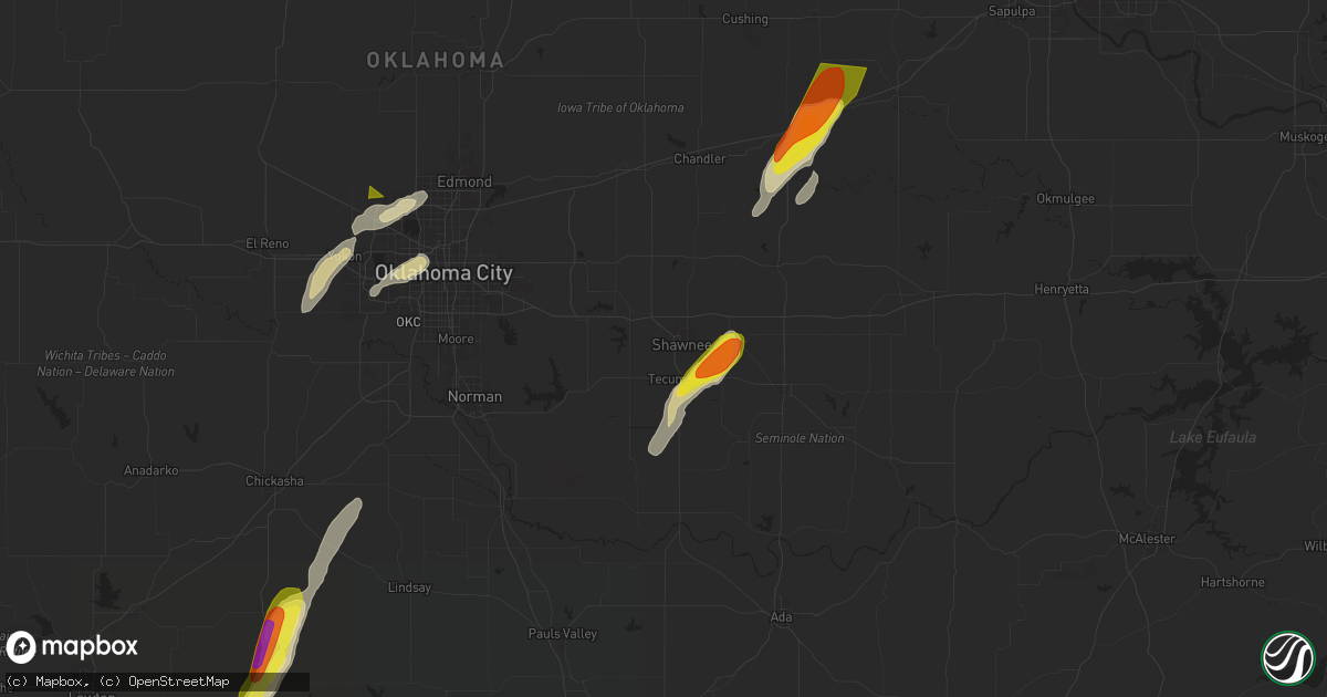 Hail map in Shawnee, OK on November 19, 2025