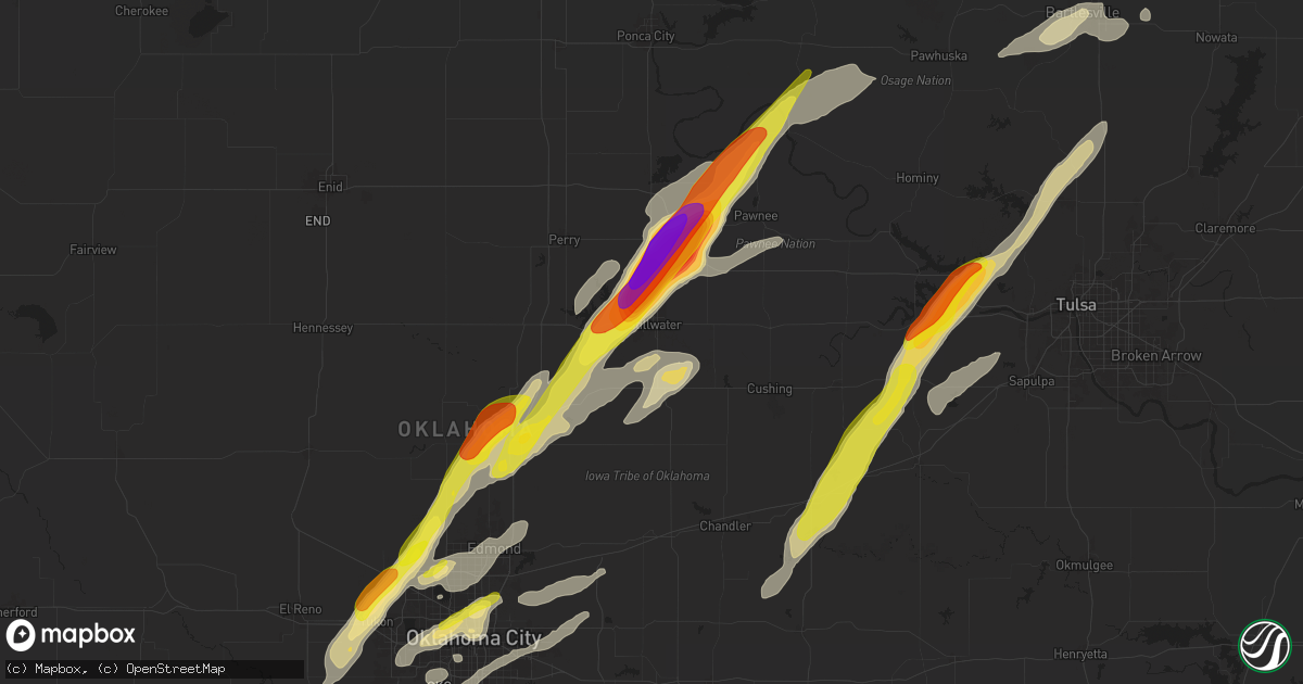 Hail map in Stillwater, OK on November 19, 2025