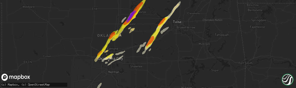Hail map in Stroud, OK on November 19, 2025