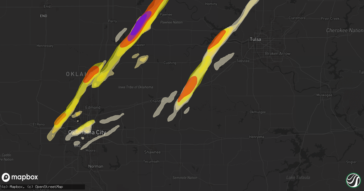 Hail map in Stroud, OK on November 19, 2025
