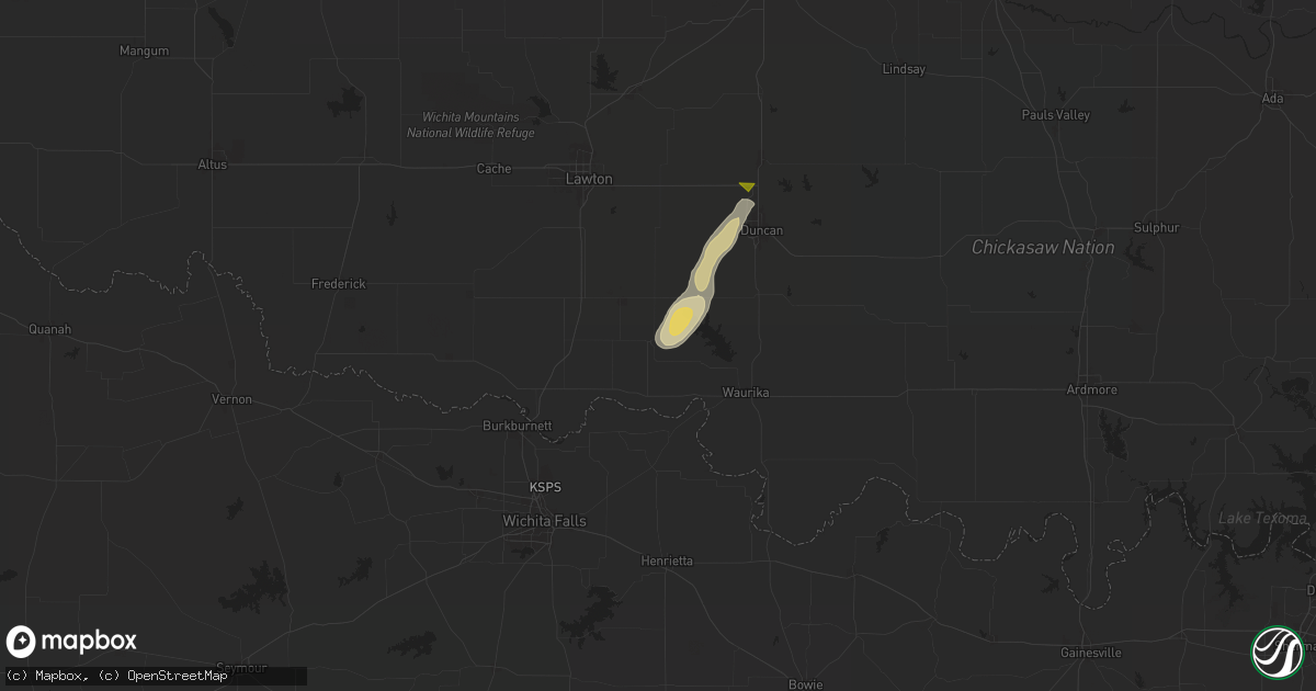 Hail map in Temple, OK on November 19, 2025