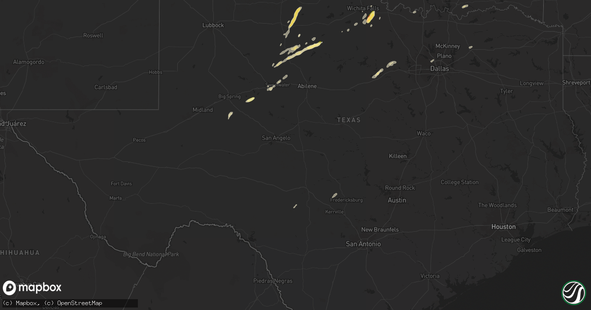 Hail map in Texas on November 19, 2025