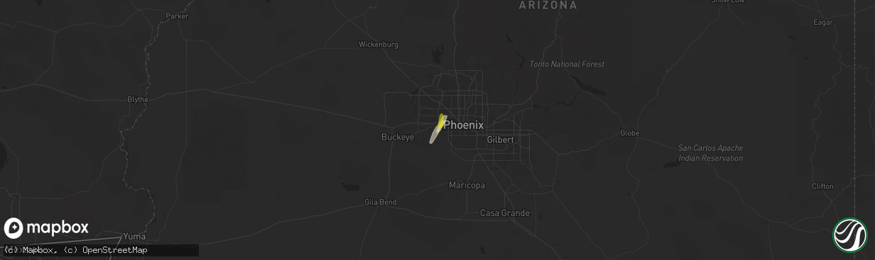 Hail map in Tolleson, AZ on November 19, 2025