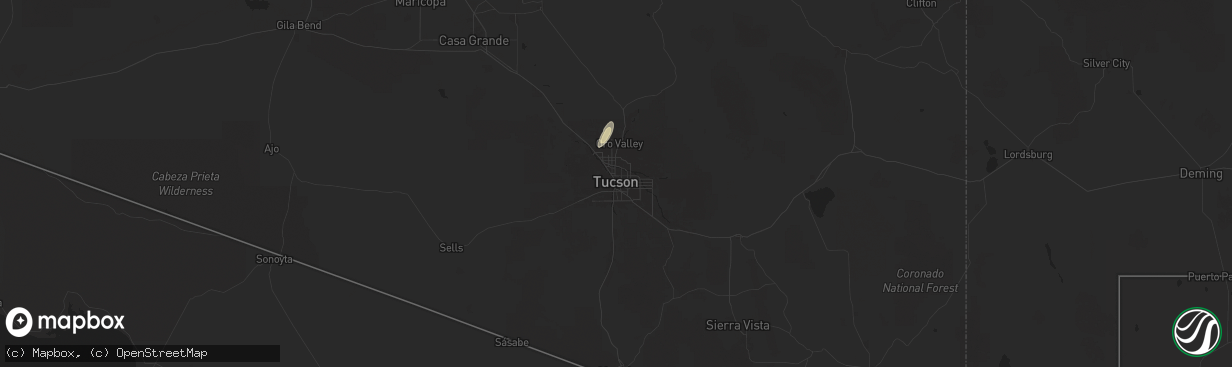 Hail map in Tucson, AZ on November 19, 2025
