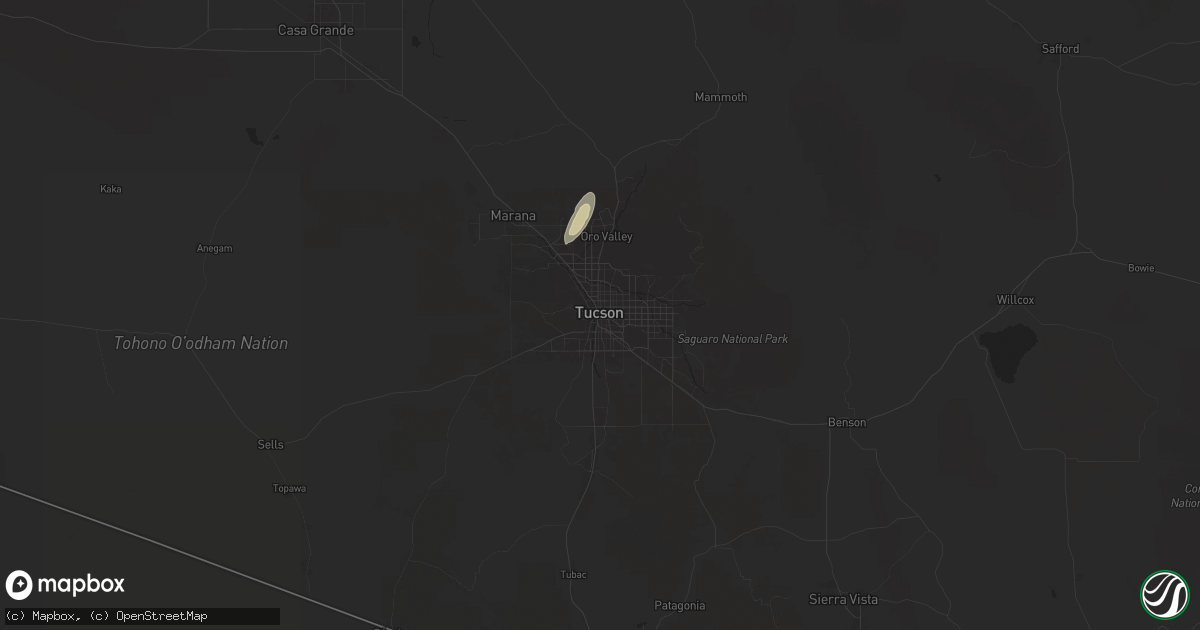 Hail map in Tucson, AZ on November 19, 2025