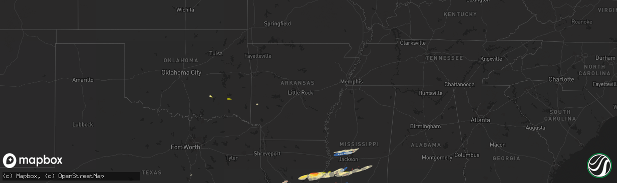 Hail map in Arkansas on November 20, 2023