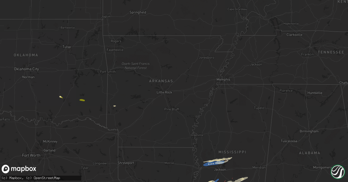 Hail map in Arkansas on November 20, 2023