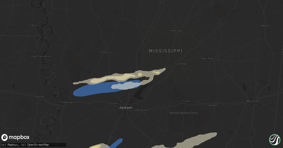 Hail map in Canton, MS on November 20, 2023