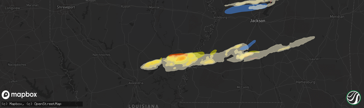 Hail map in Clayton, LA on November 20, 2023