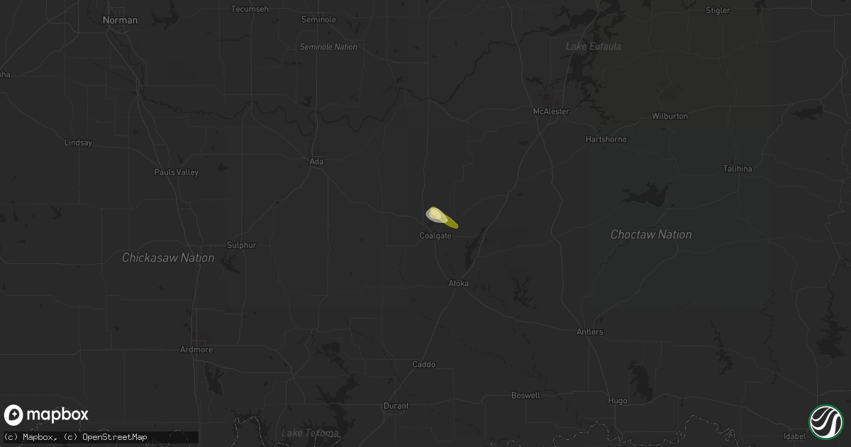 Hail map in Coalgate, OK on November 20, 2023