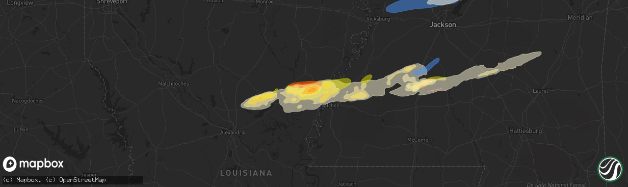 Hail map in Ferriday, LA on November 20, 2023