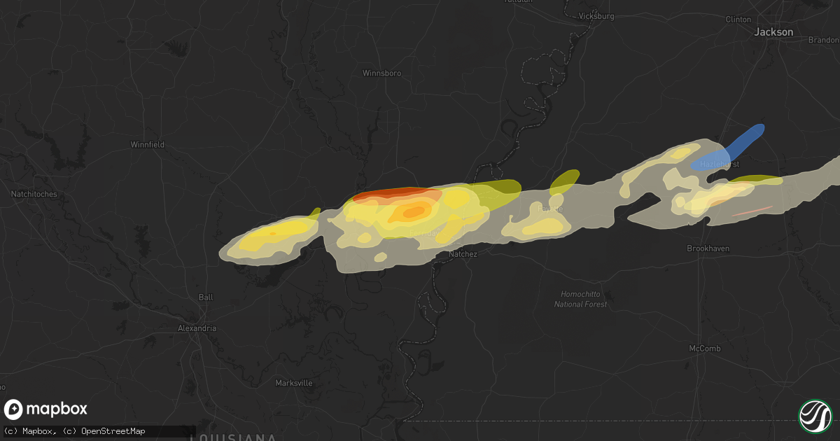 Hail map in Ferriday, LA on November 20, 2023