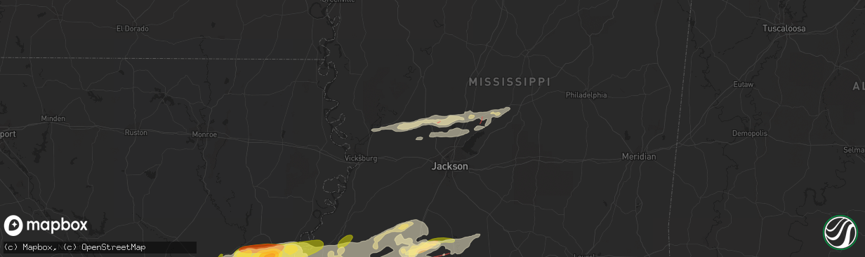 Hail map in Flora, MS on November 20, 2023